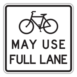 bicycles may use full lane